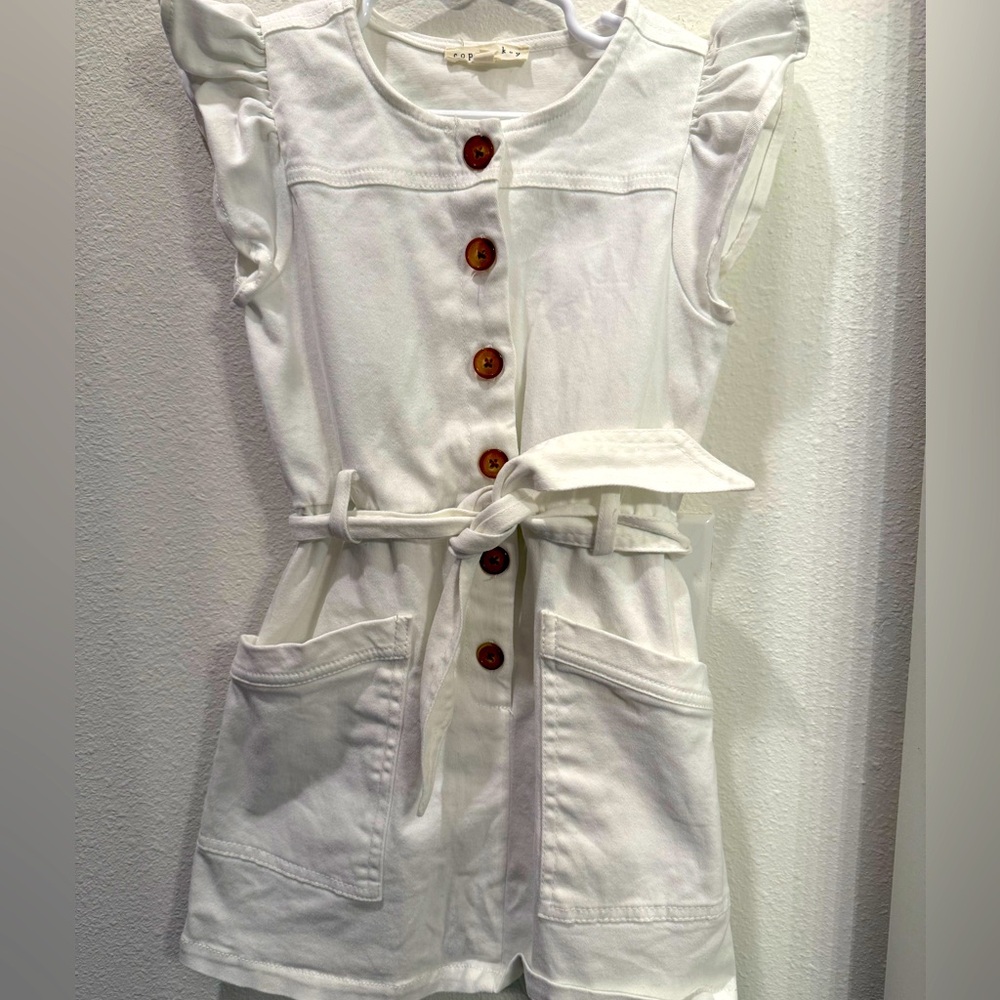 Little girls white denim dress